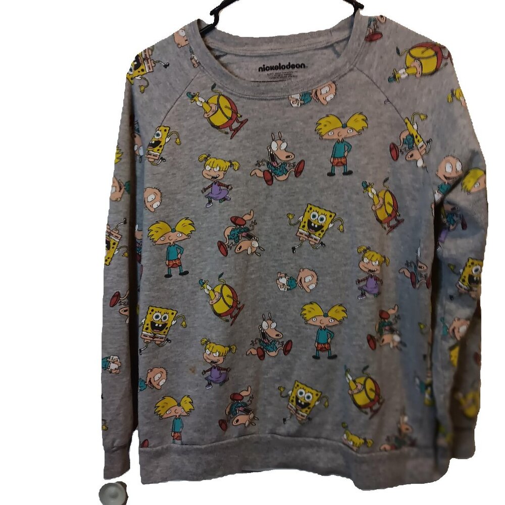 Nickelodeon character Sponge Bob Gray sweatshirt size large